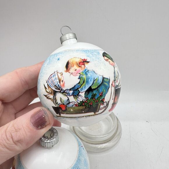 X2 Vintage Kitschy Shiny Brite Wrapped Plastic Christmas Ornaments Sled & Angels - Picture 6 of 11